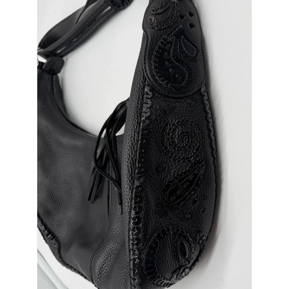 Brighton Black Pebbled Leather Hobo Shoulder Bag & Matching Wallet Heart Charm